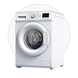 Icono de las subastas de electrodomésticos de John Pye, representado por una lavadora de carga frontal.