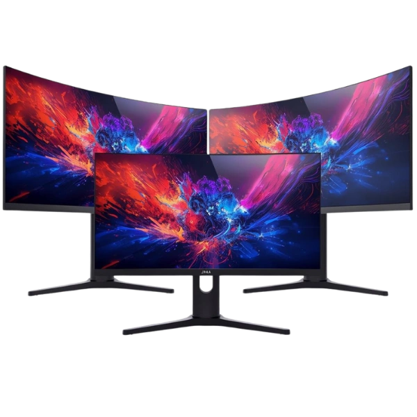 Tres pantallas de ordenador, ejemplo de subasta de monitores