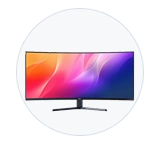 Icono de monitor ultrawide panorámico, pantallas de ordenador en subasta