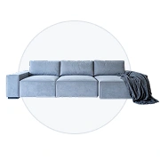 Sofá modular en subasta online para espacios flexibles con distintas combinaciones de asiento.
