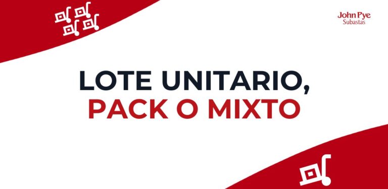 Lote unitario, pack o lote mixto en subasta online con diferencias de composición, entrega y revisión antes de pujar